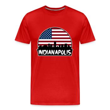 Indianapolis Indiana États-Unis Flag Skyline Silhouette T - T-shirt bio Premium Homme - rouge - Devant - Damien (186cm)