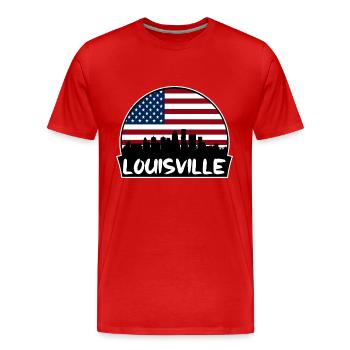 Louisville Kentucky Usa Flag Skyline Silhouette Tr - Men's Premium Organic T-Shirt - red - Front - Damien (186cm)