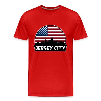 Jersey City New Jersey USA Flagge Skyline Silhouette - Männer Premium Bio T-Shirt - Rot - Vorne - Damien (186cm)