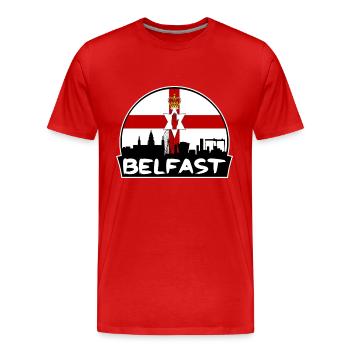 Belfast Irlande du Nord Flag Skyline Silhouette T - T-shirt bio Premium Homme - rouge - Devant - Damien (186cm)