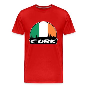 Cork Ireland Flag Skyline Silhouette Travel - Men's Premium Organic T-Shirt - red - Front - Damien (186cm)