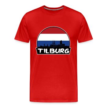 Tilburg Pays-Bas Flag Skyline Silhouette Voyage - T-shirt bio Premium Homme - rouge - Devant - Damien (186cm)
