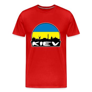 Kiew Ukraine Flagge Skyline Silhouette Reisen - Männer Premium Bio T-Shirt - Rot - Vorne - Damien (186cm)