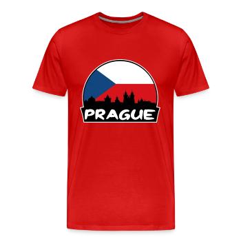 Prag Tschechien Flagge Skyline Silhouette Reisen - Männer Premium Bio T-Shirt - Rot - Vorne - Damien (186cm)