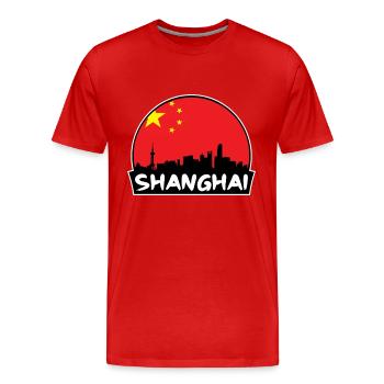 Shanghai China Flagge Skyline Silhouette Reisen - Männer Premium Bio T-Shirt - Rot - Vorne - Damien (186cm)