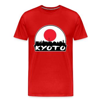 Kyoto Japon Flag Skyline Silhouette Voyage - T-shirt bio Premium Homme - rouge - Devant - Damien (186cm)