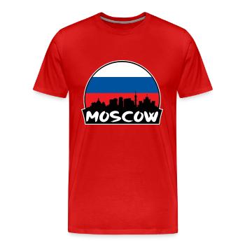 Moscou Russie Flag Skyline Silhouette Voyage - T-shirt bio Premium Homme - rouge - Devant - Damien (186cm)