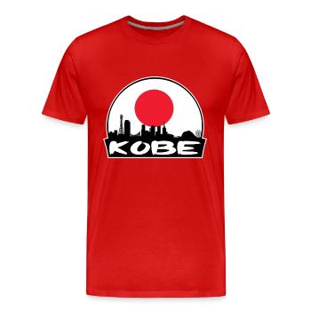 Kobe Japon Drapeau Skyline Silhouette Voyage - T-shirt bio Premium Homme - rouge - Devant - Damien (186cm)
