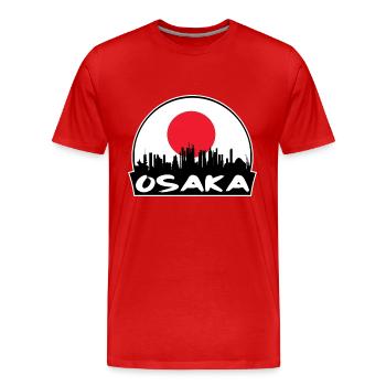 Osaka Japon Flag Skyline Silhouette Voyage - T-shirt bio Premium Homme - rouge - Devant - Damien (186cm)