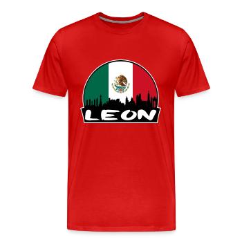 Leon Mexico Flag Skyline Silhouette Travel - Men's Premium Organic T-Shirt - red - Front - Damien (186cm)