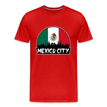 Mexiko-Stadt Mexiko-Flagge Skyline Silhouette Reisen - Männer Premium Bio T-Shirt - Rot - Vorne - Damien (186cm)