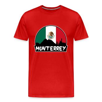 Monterrey Mexiko Flagge Skyline Silhouette Reisen - Männer Premium Bio T-Shirt - Rot - Vorne - Damien (186cm)