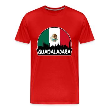 Guadalajara Mexique Flag Skyline Silhouette Voyage - T-shirt bio Premium Homme - rouge - Devant - Damien (186cm)