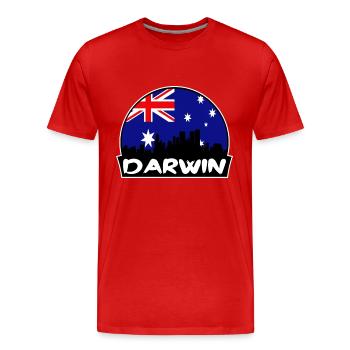 Darwin Australie Flag Skyline Silhouette Voyage - T-shirt bio Premium Homme - rouge - Devant - Damien (186cm)