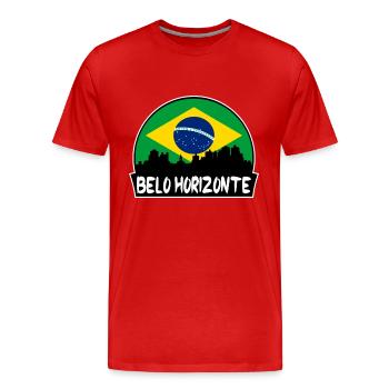 Belo Horizonte Brésil Flag Skyline Silhouette - T-shirt bio Premium Homme - rouge - Devant - Damien (186cm)