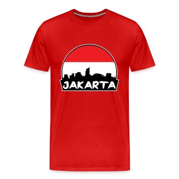 Jakarta Indonesien Flagge Skyline Silhouette Reisen - Männer Premium Bio T-Shirt - Rot - Vorne - Damien (186cm)