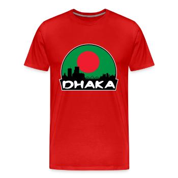 Dhaka Bangladesh Flag Skyline Silhouette Travel - Men's Premium Organic T-Shirt - red - Front - Damien (186cm)