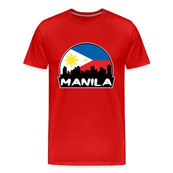 Manila Philippinen Flagge Skyline Silhouette Reisen - Männer Premium Bio T-Shirt - Rot - Vorne - Damien (186cm)