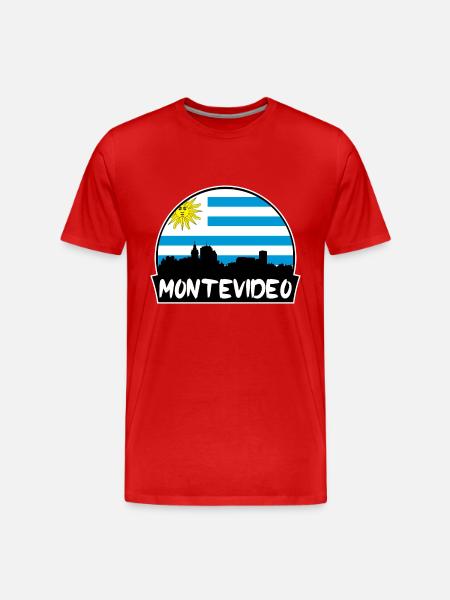 Montevideo Uruguay Flag Skyline Silhuet Rejse - Herre Premium T-shirt økologisk - rød