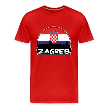 Zagreb Croatie Flag Skyline Silhouette Voyage - T-shirt bio Premium Homme - rouge - Devant - Damien (186cm)