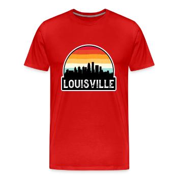 Louisville Kentucky États-Unis Flag Skyline Travel Souven - T-shirt bio Premium Homme - rouge - Devant - Damien (186cm)