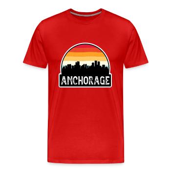 Anchorage Alaska USA Flag Skyline Travel Souvenir - Men's Premium Organic T-Shirt - red - Front - Damien (186cm)