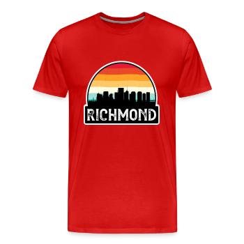 Richmond Virginie États-Unis Flag Skyline Souvenir de voyage - T-shirt bio Premium Homme - rouge - Devant - Damien (186cm)