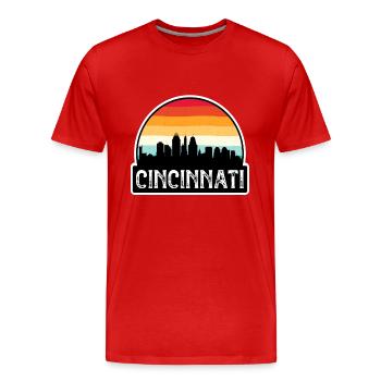 Cincinnati Ohio USA Flag Skyline Souvenir de voyage - T-shirt bio Premium Homme - rouge - Devant - Damien (186cm)