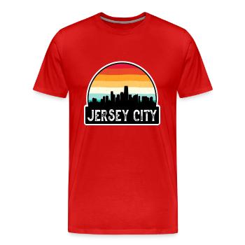 Jersey City New Jersey USA Flagge Skyline Reisen Sou - Männer Premium Bio T-Shirt - Rot - Vorne - Damien (186cm)
