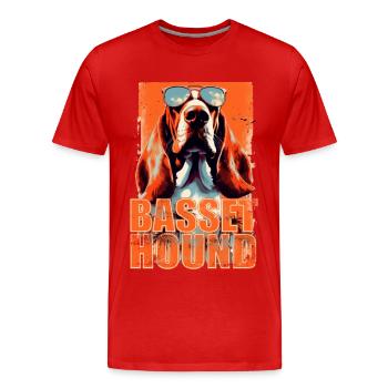 Basset Hound Hund mit Sonnenbrille - Männer Premium Bio T-Shirt - Rot - Vorne - Damien (186cm)