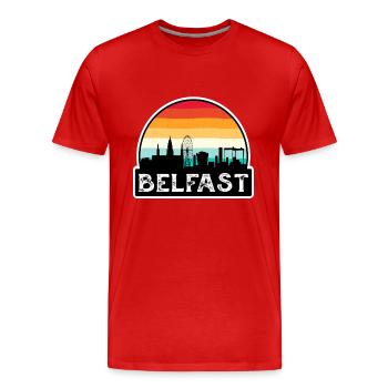 Belfast Irlande du Nord Flag Skyline Travel Souve - T-shirt bio Premium Homme - rouge - Devant - Damien (186cm)