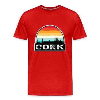 Cork Ireland Flag Skyline Travel Souvenir - Men's Premium Organic T-Shirt - red - Front - Damien (186cm)