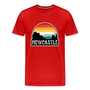 Newcastle England Flag Skyline Travel Souvenir - Men's Premium Organic T-Shirt - red - Front - Damien (186cm)