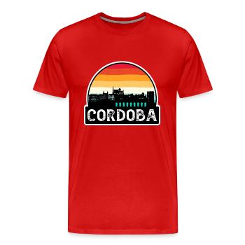 Cordoba Espagne Flag Skyline Souvenir de voyage - T-shirt bio Premium Homme - rouge - Devant - Damien (186cm)