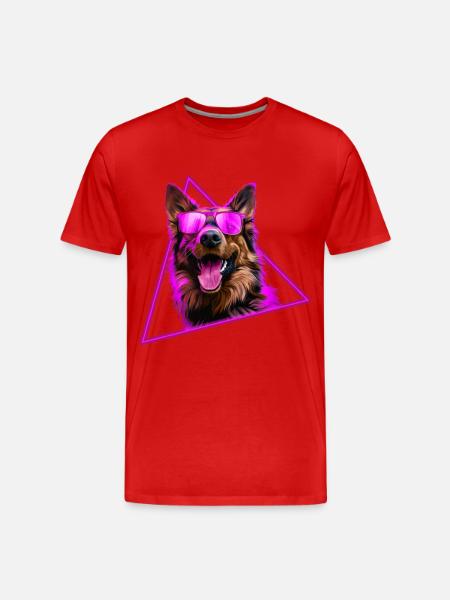 German Shepherd With Sunglasses - Men's Premium Organic T-Shirt - red