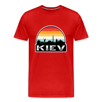Kiew Ukraine Flagge Skyline Reisesouvenir - Männer Premium Bio T-Shirt - Rot - Vorne - Damien (186cm)