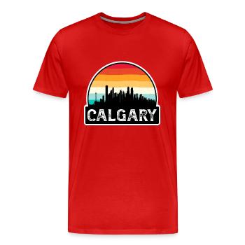 Calgary Canada Flag Skyline Souvenir de voyage - T-shirt bio Premium Homme - rouge - Devant - Damien (186cm)