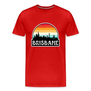 Brisbane Australie Flag Skyline Souvenir de voyage - T-shirt bio Premium Homme - rouge - Devant - Damien (186cm)
