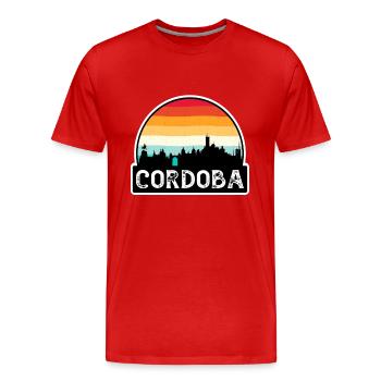 Cordoba Argentine Flag Skyline Souvenir de voyage - T-shirt bio Premium Homme - rouge - Devant - Damien (186cm)