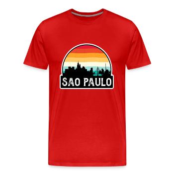 São Paulo Brasilien Flagge Skyline Reisesouvenir - Männer Premium Bio T-Shirt - Rot - Vorne - Damien (186cm)