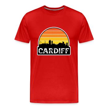 Cardiff Wales Flagge Skyline Reisesouvenir - Männer Premium Bio T-Shirt - Rot - Vorne - Damien (186cm)