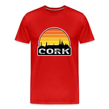 Cork Ireland Flag Skyline Travel Souvenir - Men's Premium Organic T-Shirt - red - Front - Damien (186cm)