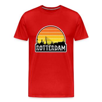 Rotterdam Pays-Bas Flag Skyline Souvenir de voyage - T-shirt bio Premium Homme - rouge - Devant - Damien (186cm)