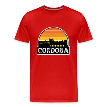 Cordoba Espagne Flag Skyline Souvenir de voyage - T-shirt bio Premium Homme - rouge - Devant - Damien (186cm)