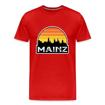 Mainz Germany Flag Skyline Travel Souvenir - Men's Premium Organic T-Shirt - red - Front - Damien (186cm)