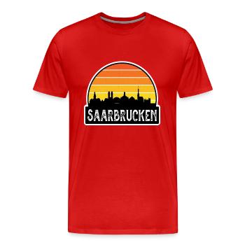 Sarrebruck Allemagne Flag Skyline Souvenir de voyage - T-shirt bio Premium Homme - rouge - Devant - Damien (186cm)
