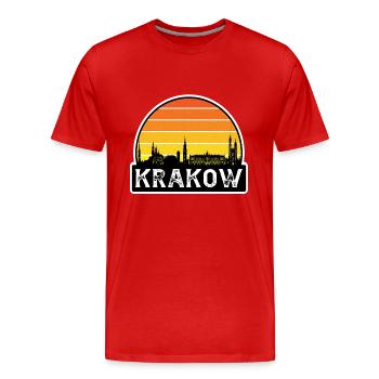 Krakau Polen Flagge Skyline Reisesouvenir - Männer Premium Bio T-Shirt - Rot - Vorne - Damien (186cm)
