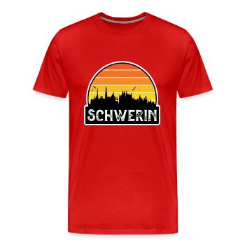 Schwerin Germany Flag Skyline Travel Souvenir - Men's Premium Organic T-Shirt - red - Front - Damien (186cm)