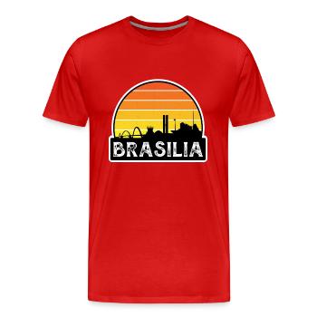 Brasilia Brazil Flag Skyline Travel Souvenir - Men's Premium Organic T-Shirt - red - Front - Damien (186cm)