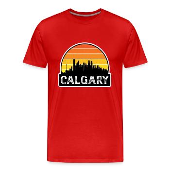 Calgary Canada Flag Skyline Souvenir de voyage - T-shirt bio Premium Homme - rouge - Devant - Damien (186cm)